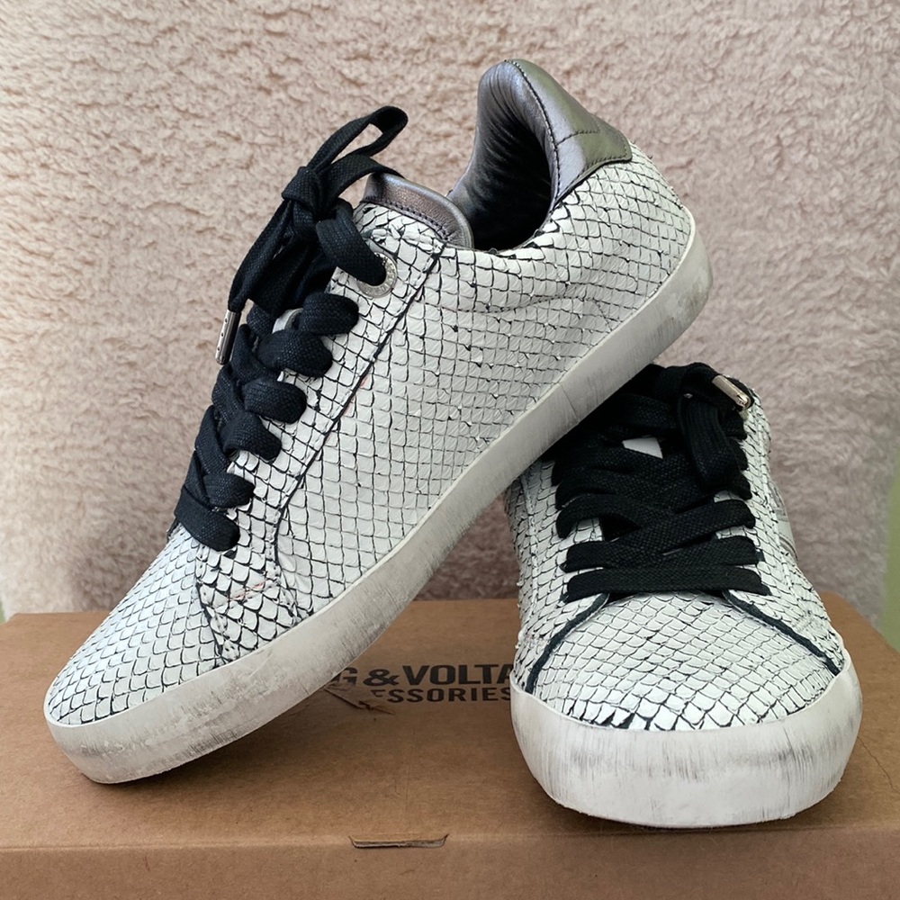 ZADIG & VOLTAIRE Womens Keith Flash
Leather Low Top Sneakers - Size 37 NIB!!!